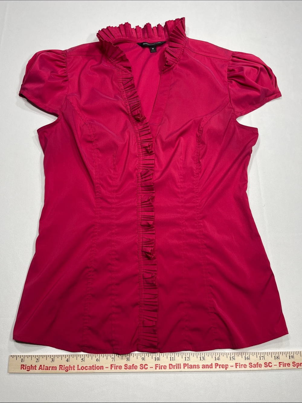 Express Design Studio Pink Ruffle Blouse Puff Sleeve Top Women’s Medium